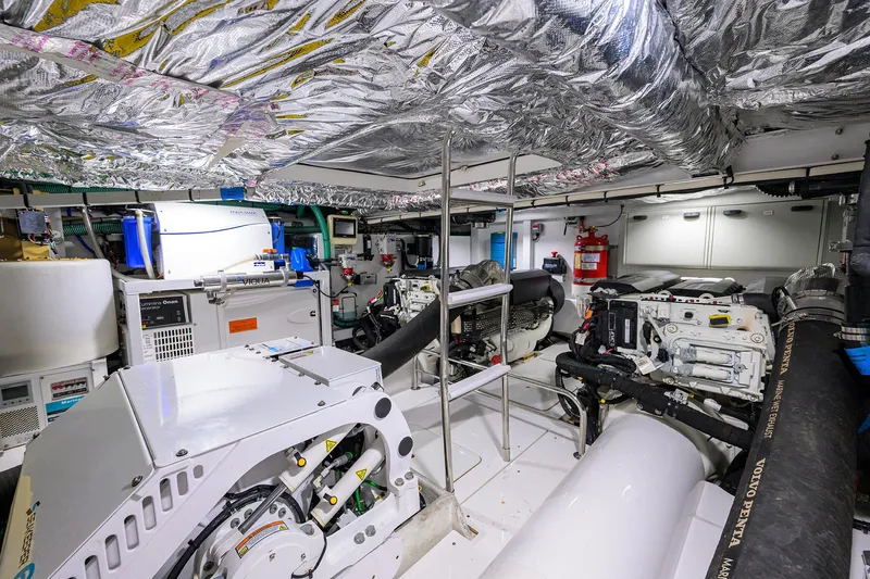  Yacht Photos Pics Engine room of 2022 Princess F50 yacht, featuring advanced machinery and equipment.