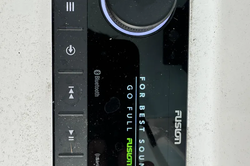  Yacht Photos Pics Control panel of a 2023 Sportsman Open 282 Center Console with Fusion audio system.