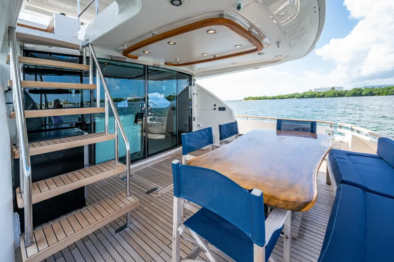 Reset Yacht Photos Pics Luxurious 2015 Fairline 78 Squadron yacht deck with elegant seating and scenic ocean view.
