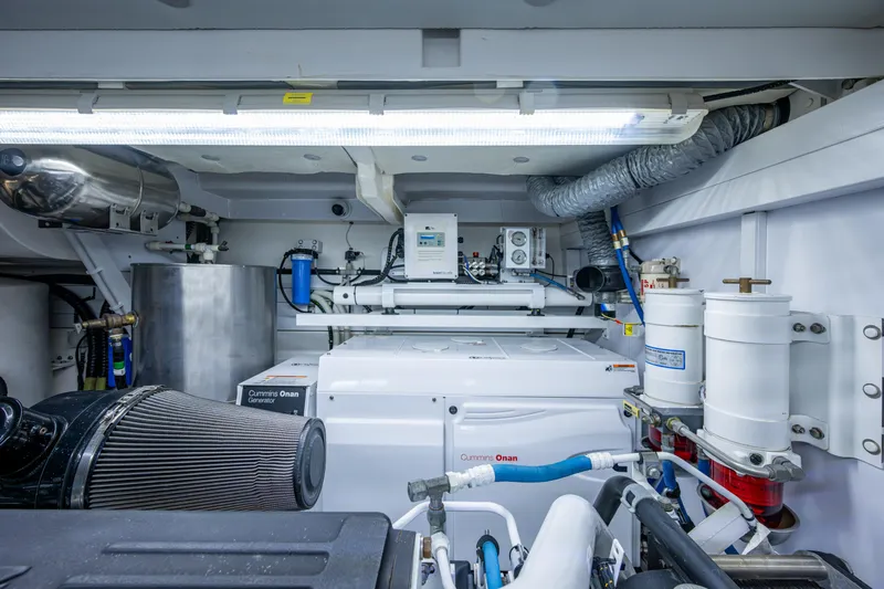 Reset Yacht Photos Pics Engine room of 2015 Fairline 78 Squadron yacht with Cummins Onan generator.