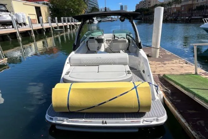 Lowest Priced 280slx In Mint Condition Yacht Photos Pics 2021 Sea Ray SLX 280 boat docked with yellow float on deck.