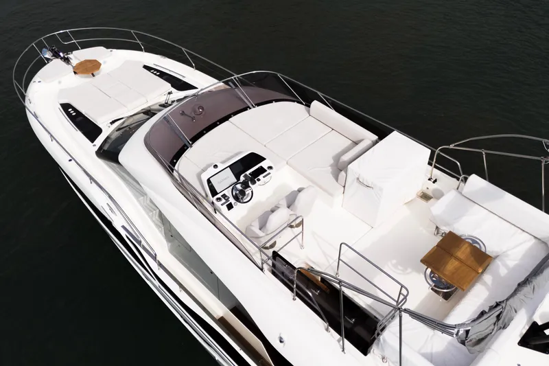  Yacht Photos Pics Luxurious 2025 Prestige F5.7 yacht with spacious deck and modern amenities.