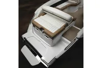 Manufacturer Provided Image: 2014 Cobalt 26SD boat with white and tan seating, rear view.