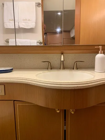  Yacht Photos Pics Luxurious bathroom vanity in 2004 Ocean Yachts 57 Odyssey yacht.
