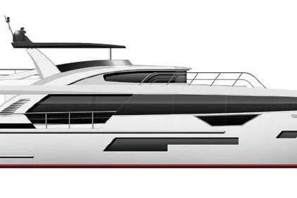 Papillon Yacht Photos Pics 2022 Bering 92 yacht, sleek design, side view, modern luxury vessel.