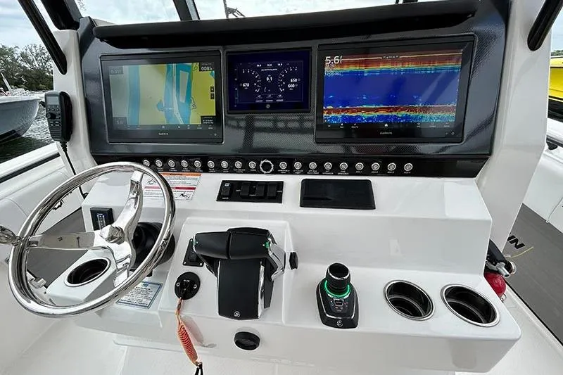  Yacht Photos Pics 2025 Fountain 38 Center Console dashboard with advanced navigation and control systems.