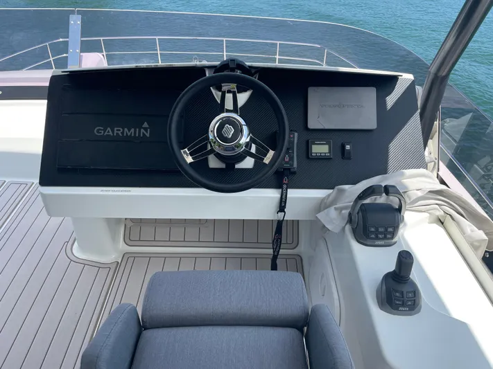 Fina Yacht Photos Pics Helm of 2020 Fountaine Pajot MY 44 yacht with Garmin navigation system.