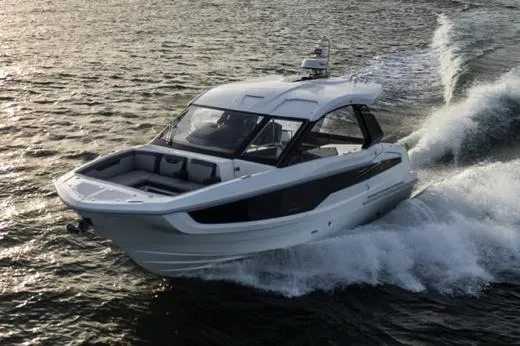  Yacht Photos Pics Manufacturer Provided Image: 2024 Galeon 325 GTO luxury motor yacht cruising on open water.