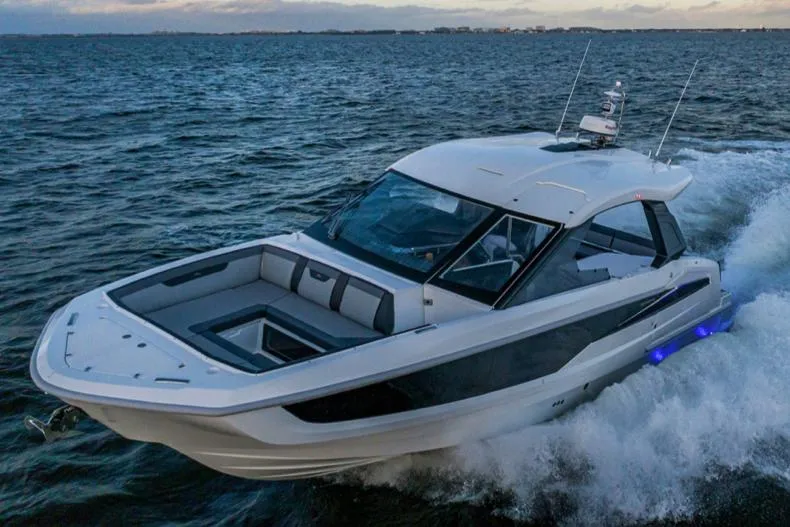  Yacht Photos Pics Manufacturer Provided Image: 2024 Galeon 325 GTO luxury motor yacht cruising on open water.