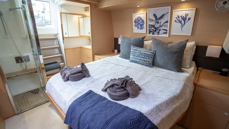 Respite At Sea Yacht Photos Pics Master Bed and Art