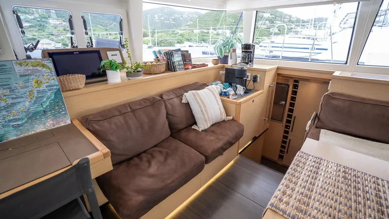 Respite At Sea Yacht Photos Pics Seating area with Beverage Bar