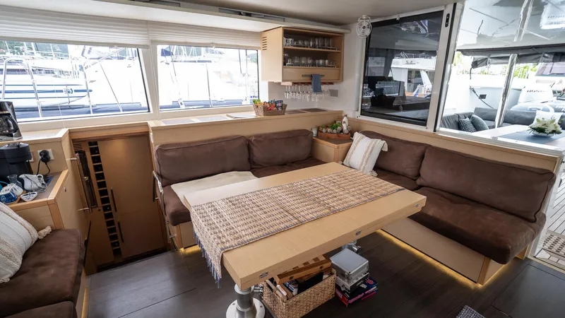 Respite At Sea Yacht Photos Pics L-Shaped Settee in Saloon