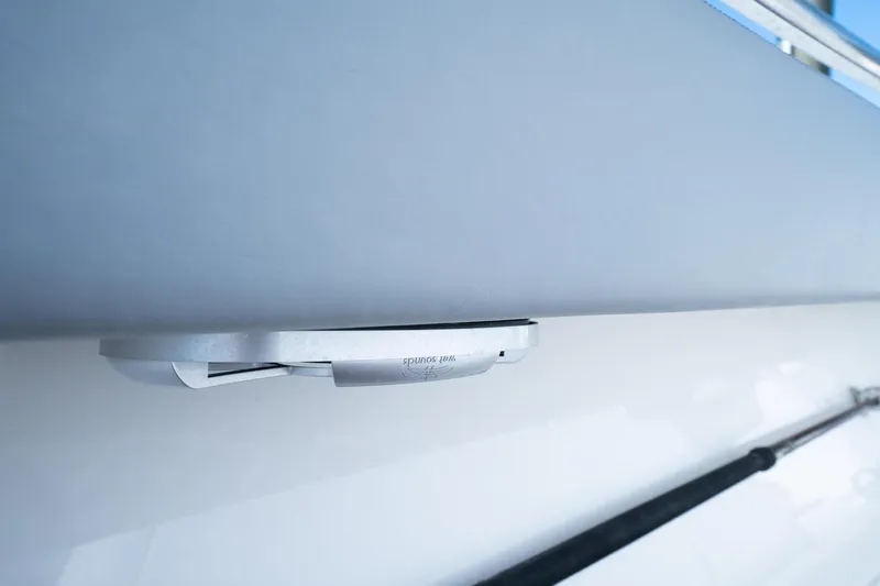 Grey Goose Yacht Photos Pics 2020 Blackwater 43 Sportfish boat detail, featuring sleek hull design and modern fittings.