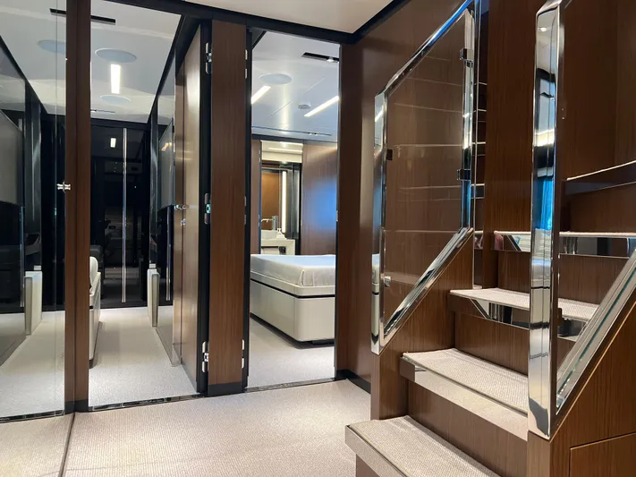 Hk 007 Yacht Photos Pics Luxurious interior of 2024 Riva 102' Corsaro Super yacht with modern design and elegant finishes.