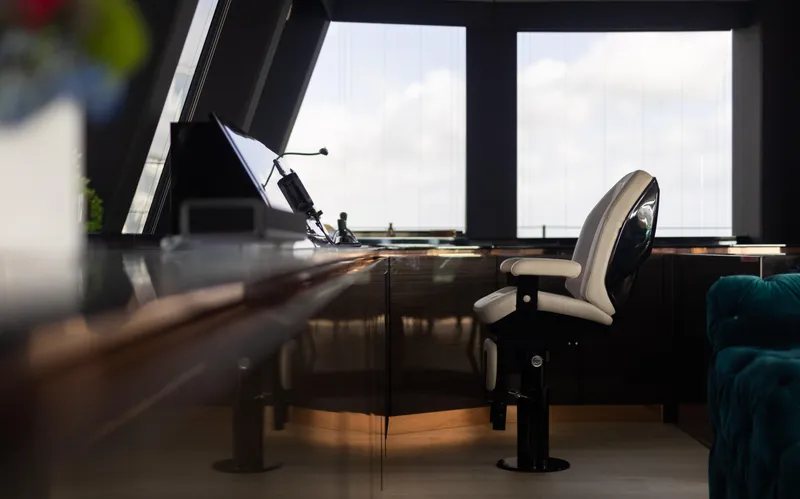 Rockstar 2.0 Yacht Photos Pics Luxurious interior of 2018 Sunreef 68 Supreme yacht with modern helm station.