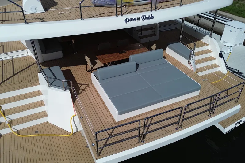 Paso Doble Yacht Photos Pics Luxurious Granocean W72 yacht deck with spacious seating, 2025 model.