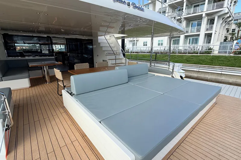 Paso Doble Yacht Photos Pics Luxurious Granocean W72 yacht deck with seating and dining area, 2025 model.
