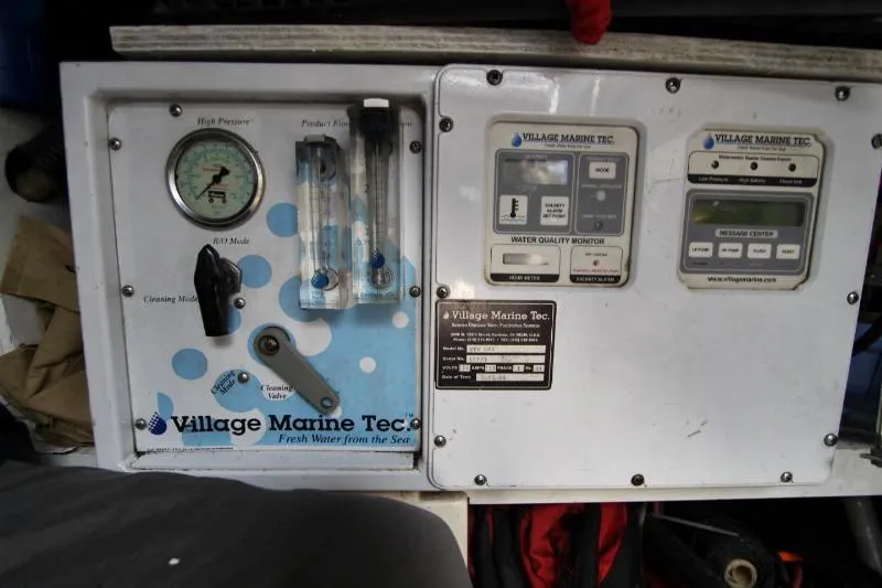  Yacht Photos Pics Control panel of a Village Marine Tec water maker on a 1999 Azimut 58 yacht.