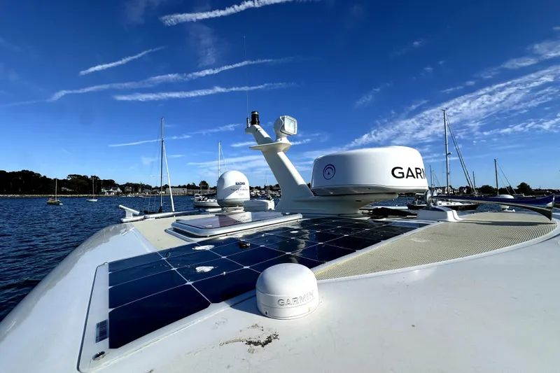 Destiny Yacht Photos Pics 2007 Sabre 34 Express boat with Garmin equipment on a sunny day.