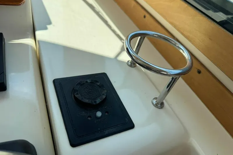 Destiny Yacht Photos Pics Control panel and metal handle on 2007 Sabre 34 Express boat.