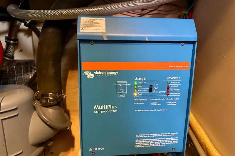 Mangata Yacht Photos Pics Victron Energy MultiPlus inverter charger in a 1997 Valiant 39 boat setup.