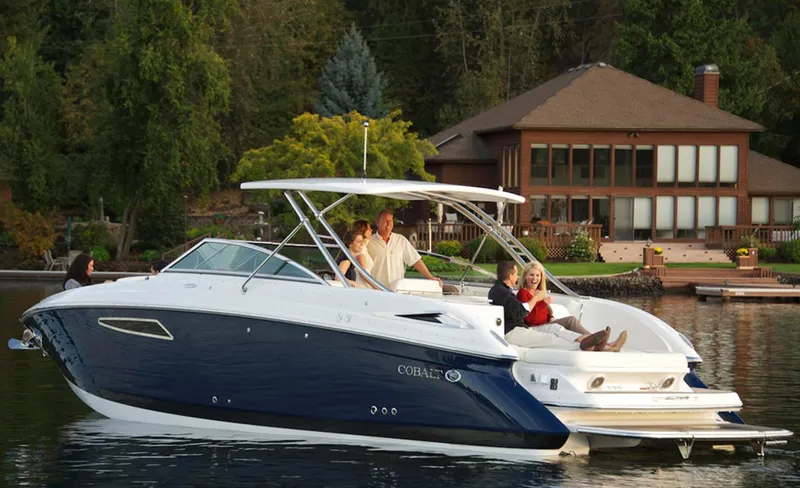  Yacht Photos Pics Manufacturer Provided Image: 2013 Cobalt 336 boat cruising on a lake with people relaxing onboard.