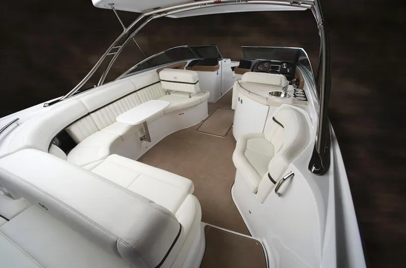  Yacht Photos Pics Manufacturer Provided Image: 2013 Cobalt 336 boat interior with luxurious white seating and modern amenities.