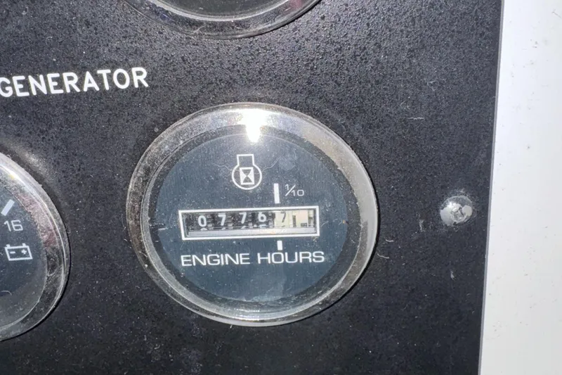 Kaboom Yacht Photos Pics Engine hour meter showing 3767.1 hours on 2000 Sea Ray 460 Sundancer.