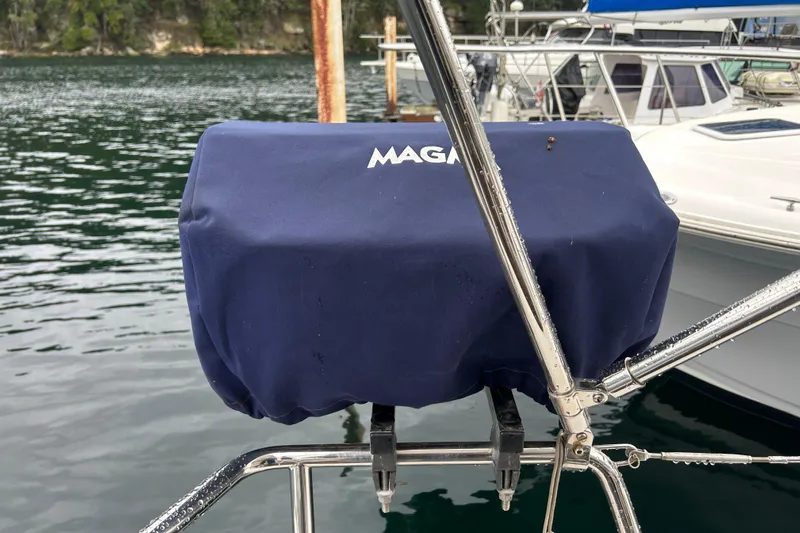 Xiomara Yacht Photos Pics Blue cover on X-Yachts X4&sup3; sailboat, docked in marina, 2019 model.