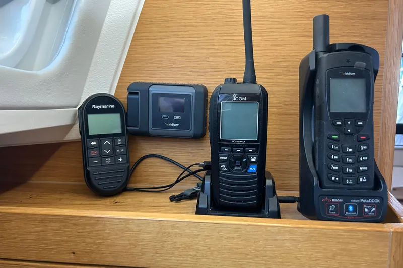 Xiomara Yacht Photos Pics Communication devices on 2019 X-Yachts X4&sup3;, including Raymarine and Icom equipment.