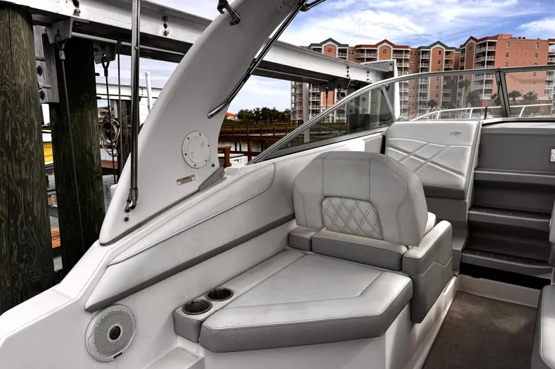  Yacht Photos Pics 2021 Regal 26 XO boat interior with luxurious seating and modern design.