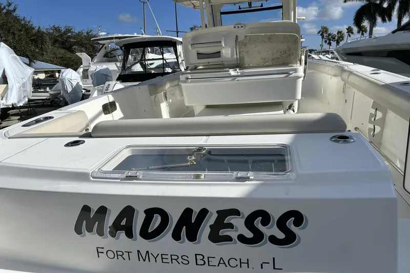  Yacht Photos Pics 2018 Boston Whaler 330 Outrage boat named "Madness" at Fort Myers Beach, Florida.