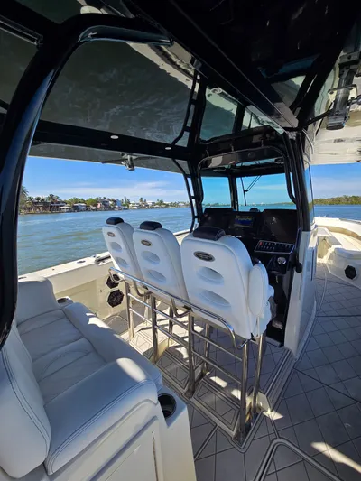  Yacht Photos Pics Interior view of a 2018 HCB 42 Siesta boat on the water.