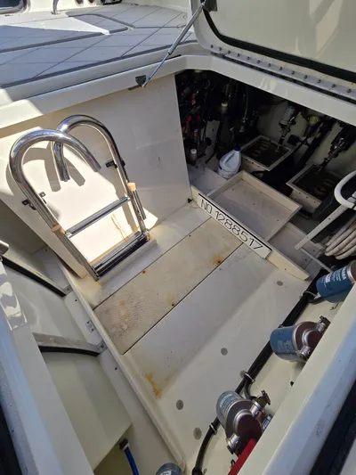  Yacht Photos Pics Engine compartment of 2018 HCB 42 Siesta with ladder and equipment.