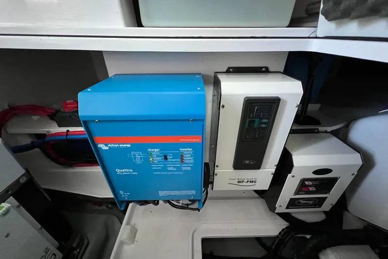  Yacht Photos Pics Electrical system components in a 2023 Axopar 45 Cross Cabine boat.