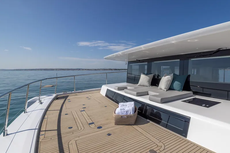 Yacht Photos Pics Luxury Silent 60 yacht 2025 model with sun deck and ocean view.