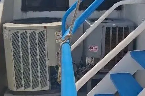  Yacht Photos Pics Outdoor air conditioning units on a 2009 custom-built offshore crew vessel deck.