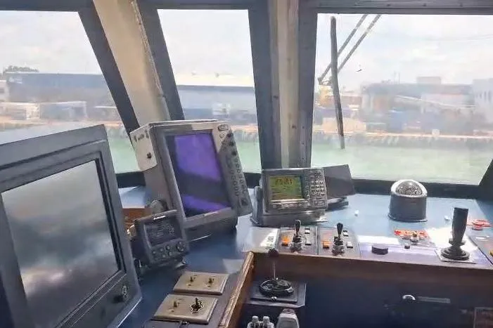  Yacht Photos Pics Bridge of 2009 custom-built offshore crew vessel with navigation equipment and controls.