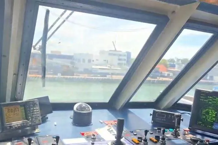  Yacht Photos Pics Bridge of a 2009 custom-built offshore crew vessel with navigation equipment.