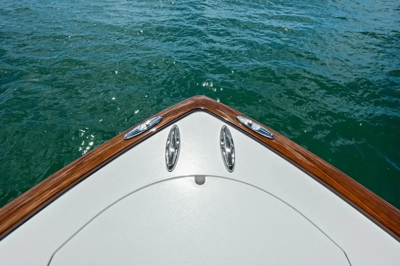 Galati Yacht Sales Trade Yacht Photos Pics Bow of 2025 Valhalla Boatworks V-37 on water, featuring sleek design and polished fittings.