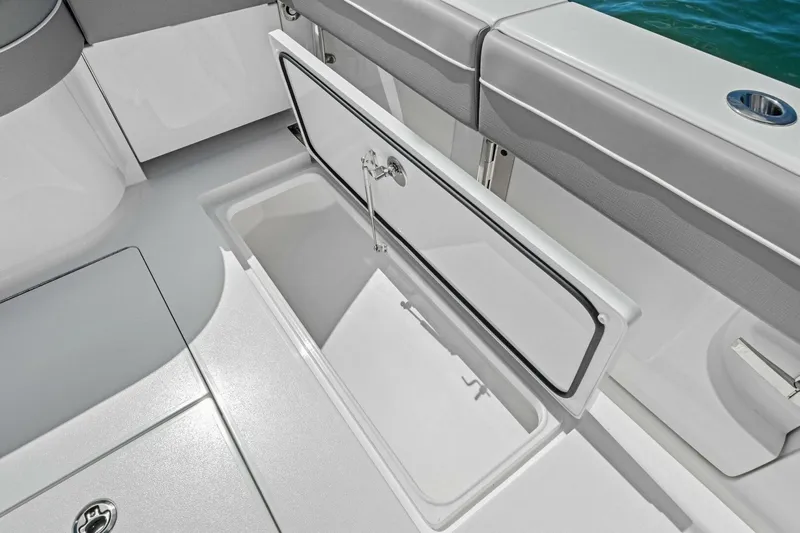 Galati Yacht Sales Trade Yacht Photos Pics 2025 Valhalla Boatworks V-37 open storage compartment on deck.