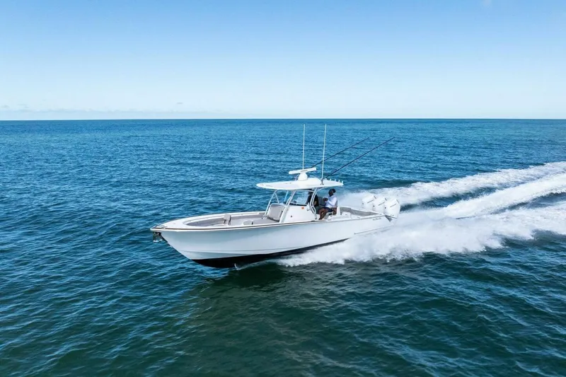 Galati Yacht Sales Trade Yacht Photos Pics 2025 Valhalla Boatworks V-37 cruising on open ocean waters.