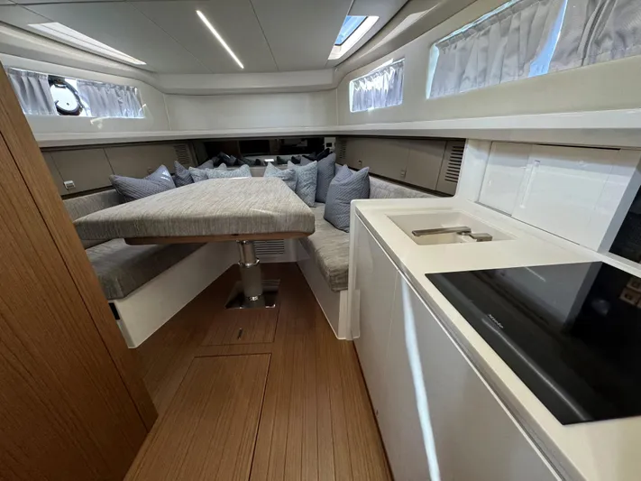 Bb Avanti Yacht Photos Pics 2023 Bluegame BG42 yacht interior with modern seating and sleek design.