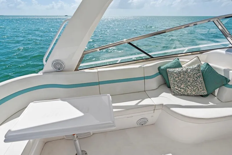  Yacht Photos Pics Luxurious seating area on 2018 Intrepid 475 Sport Yacht with ocean view.