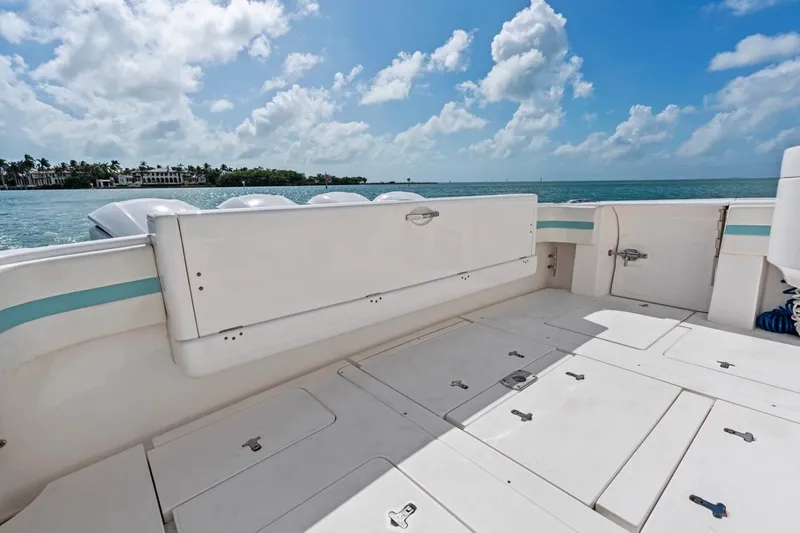  Yacht Photos Pics 2018 Intrepid 475 Sport Yacht deck with ocean view and clear skies.