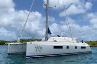 Nautitech 542 catamaran sailing on a sunny day, 2013 model.