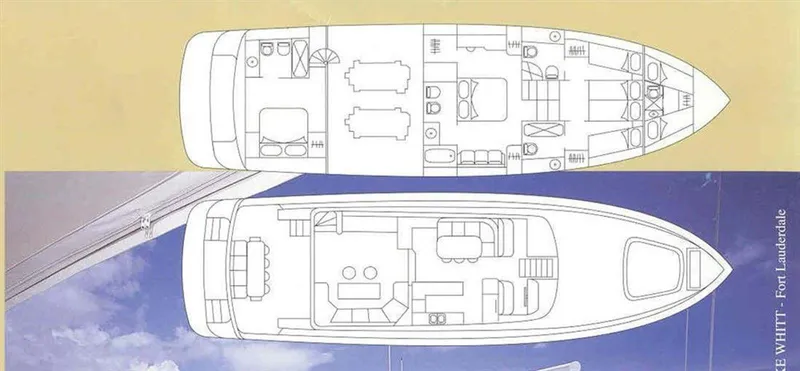  Yacht Photos Pics Floor plan of 1993 Tecnomarine yacht, showcasing interior layout and design features.