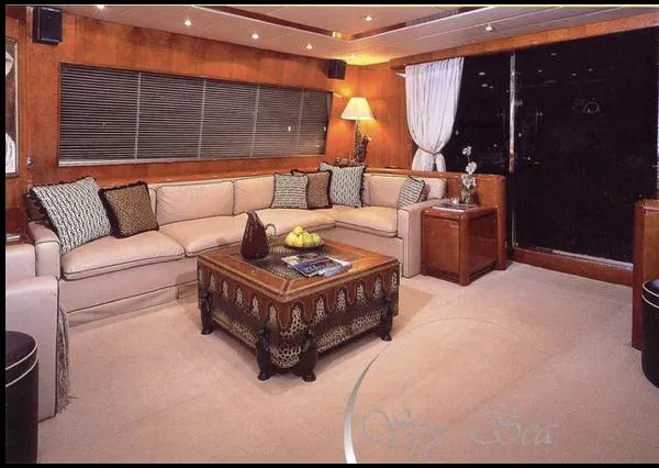  Yacht Photos Pics Luxurious 1993 Tecnomarine yacht interior with elegant seating and decor.