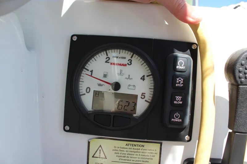 Scraft 2 Yacht Photos Pics Control panel of a 2022 Beneteau Oceanis 30.1 sailboat with Yanmar engine display.