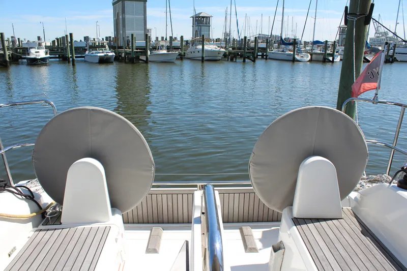 Scraft 2 Yacht Photos Pics Beneteau Oceanis 30.1 yacht docked at marina, view from stern, 2022 model.